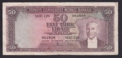5.EMİSYON 4.TERTİP 50 LİRA Z20 064808 ÇOK TEMİZ