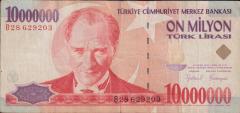 7.Emisyon 10 000 000 Lira B28 629203 Çok Temiz