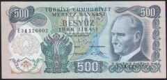 6.Emisyon 2.Tertip 500 Lira E34 126002 Çok Çok Temiz+