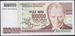 7.Emisyon 3.Tertip 100000 Lira H67 576301 Çilaltı Çil