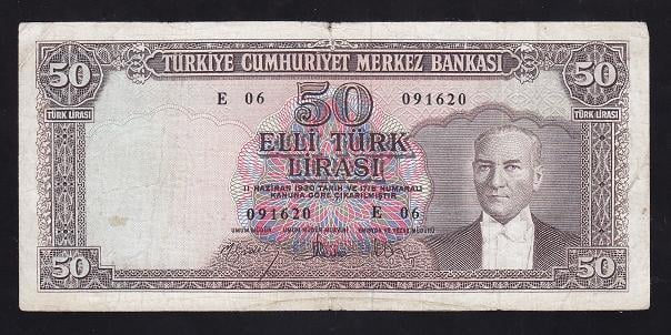 5.EMİSYON 5.TERTİP 50 LİRA E06 091620 TEMİZ İŞLEMLİ