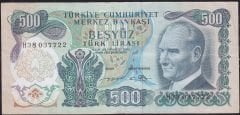 6.Emisyon 2.Tertip 500 Lira H38 037722 Çok Temiz+