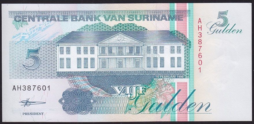 Suriname 5 Gulden 1998 Çil Pick 136c