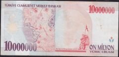 7.Emisyon 10 000 000 Lira D85 758656 Çok Temiz+