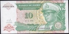 Zaire 10 Nouveaux Makuta 1993 Çilaltı Çil AA