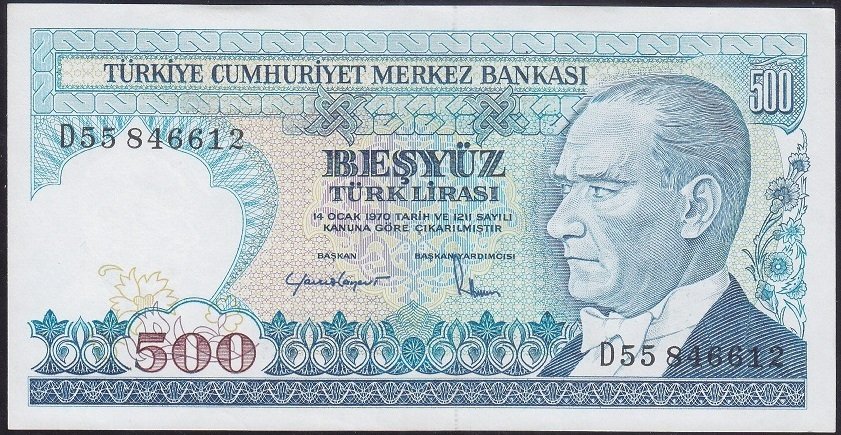 7.Emisyon 2.Tertip 500 Lira D55 846612 Çilaltı