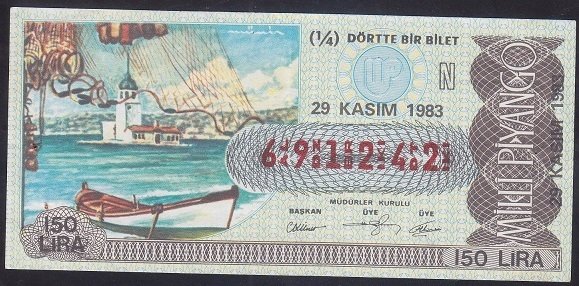 1983 29 KASIM ÇEYREK BİLET N SERİSİ