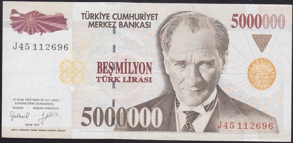 7.Emisyon 5 000 000 LİRA J45 112696 Çilaltı