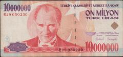 7.Emisyon 10 000 000 Lira B29 050230 Çok Temiz