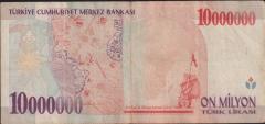 7.Emisyon 10 000 000 Lira B29 050230 Çok Temiz