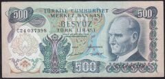 6.Emisyon 1.Tertip 500 Lira C24 037398 Çok Temiz+
