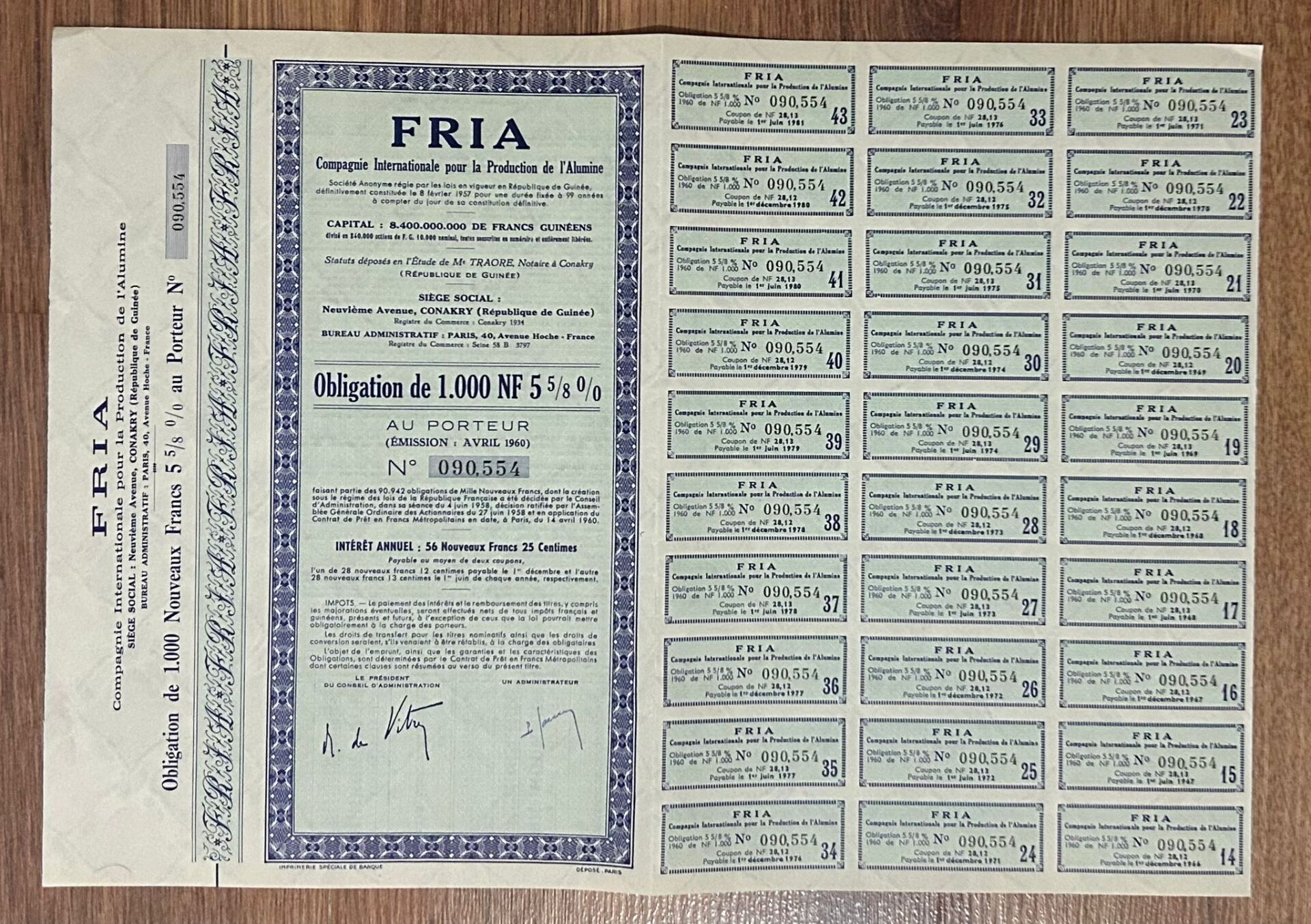 Hisse Senedi - Fria 1977 ( 38 X 27 cm )