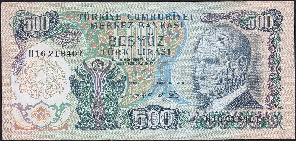 6.Emisyon 2.Tertip 500 Lira H16 218407 Çok Temiz+