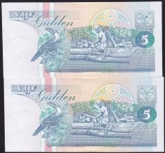 Suriname 5 Gulden 1998 2 Adet Seri Takipli 7699 - 7700 Çil