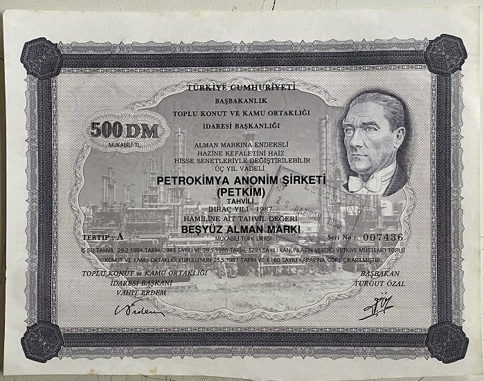 Petkim Hisse Senedi 500 Mark