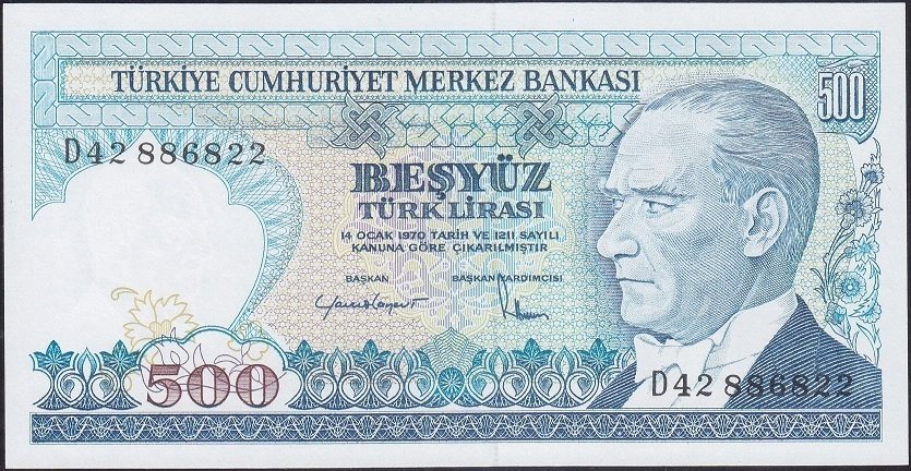 7.Emisyon 2.Tertip 500 Lira D42 886822 Çilaltı Çil