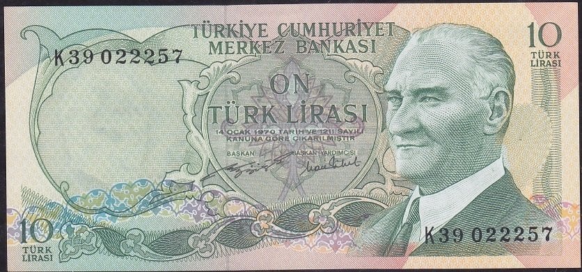 6.Emisyon 2.Tertip 10 Lira K39 022257 Çil