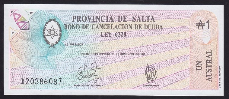 ARJANTİN 1 AUSTRAL 1987 ÇİL