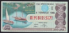 1985 9 TEMMUZ ÇEYREK BİLET E SERİSİ