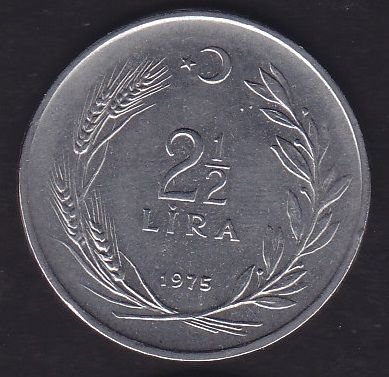 1975 Yılı 2.5 Lira Düz