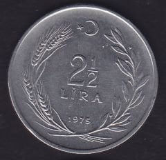 1975 Yılı 2.5 Lira Düz