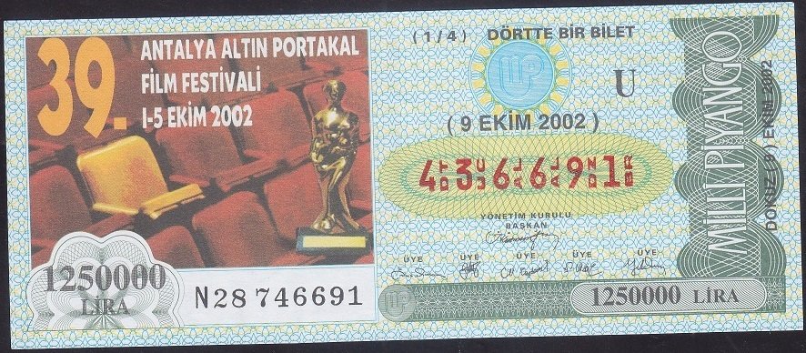2002 9 EKİM ÇEYREK BİLET - U SERİSİ