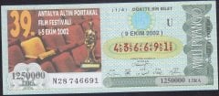 2002 9 Ekim Çeyrek Bilet - U Serisi