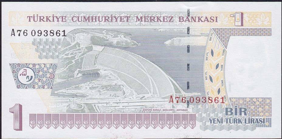 8.Emisyon 1 YTL A76 093861 Çil