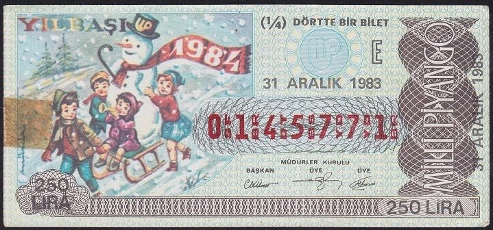 1983 31 Aralık Çeyrek Bilet - E Serisi Haliyle
