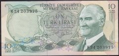 6.Emisyon 2.Tertip 10 Lira K34 203975 Çilaltı