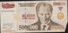 7.Emisyon 5 000 000 Lira K29 819352 Haliyle