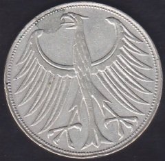 ALMANYA 5 MARK 1951 J GÜMÜŞ