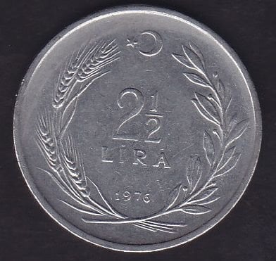 1976 Yılı 2.5 Lira TC lerden Biri Ters Diğeri Düz - Erör