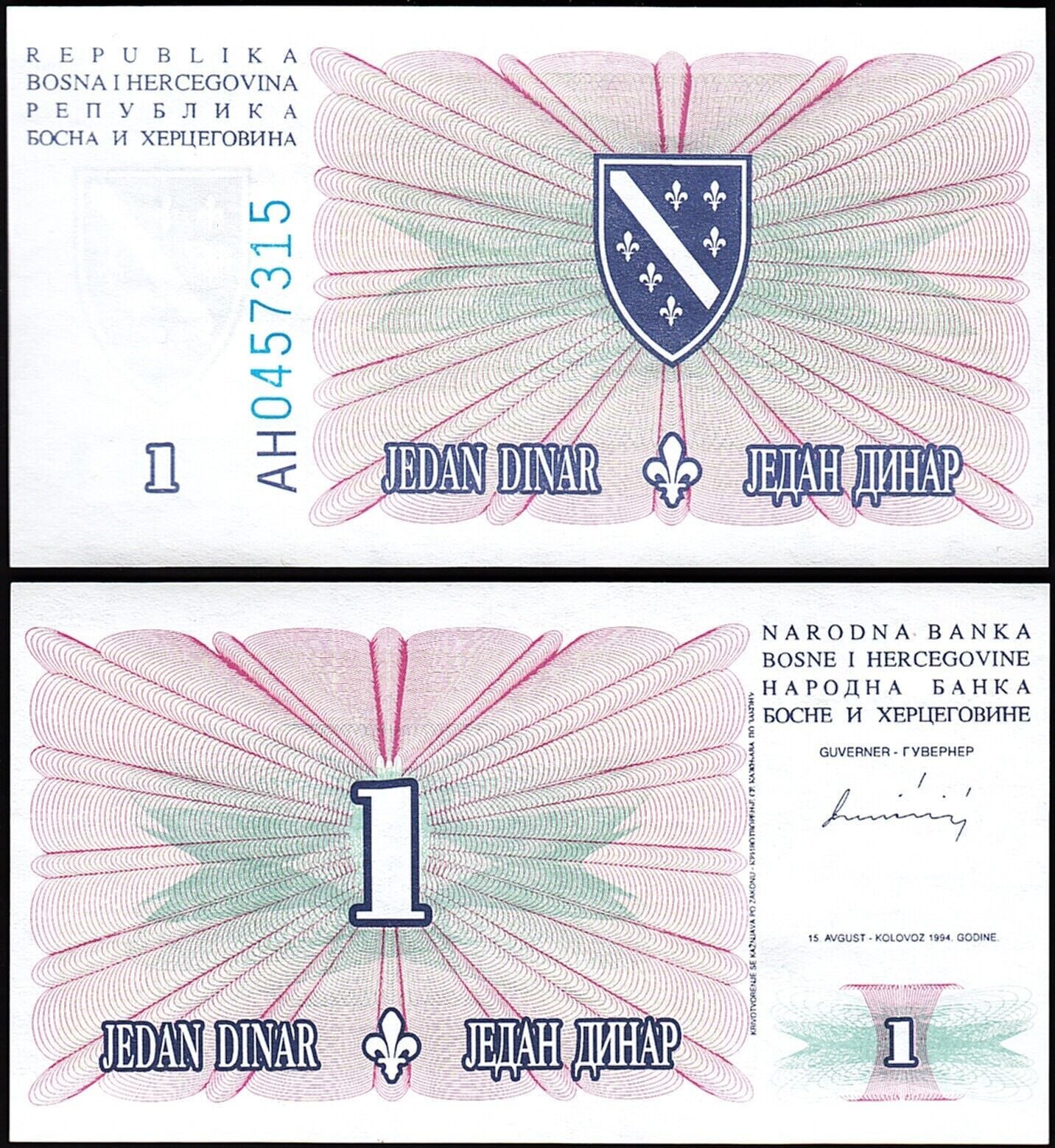 Bosna Hersek 1 Dinar 1994 Çil Pick 39