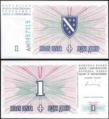 Bosna Hersek 1 Dinar 1994 Çil Pick 39