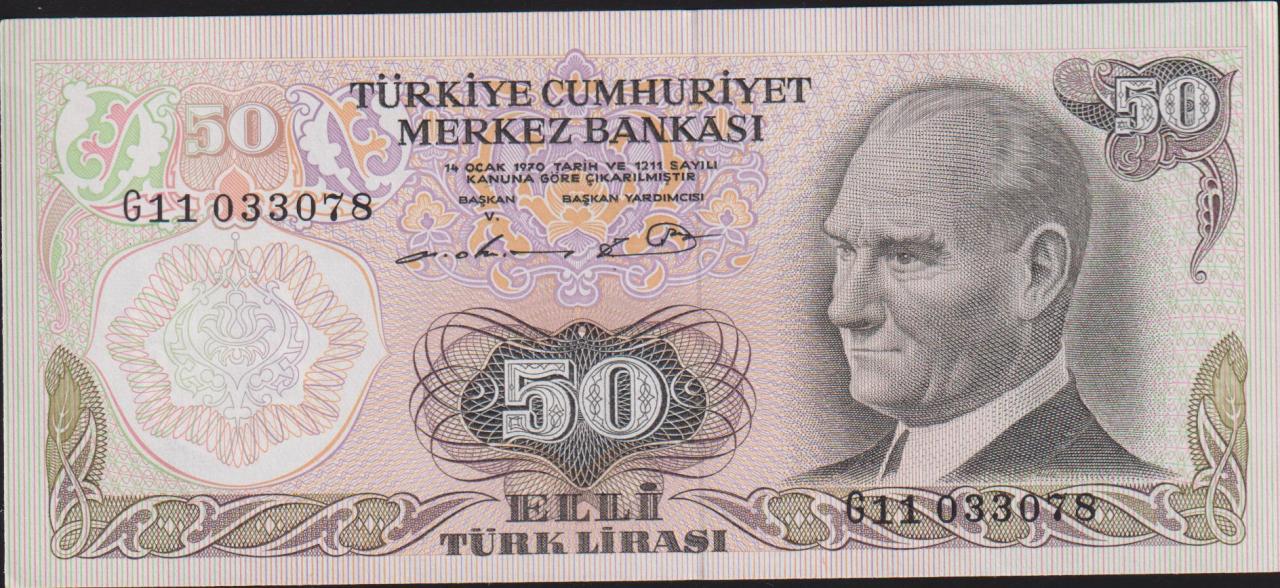 6.Emisyon 1.Tertip 50 Lira G11 033078 Çil