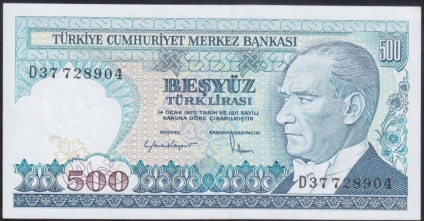 7.Emisyon 2.Tertip 500 Lira D37 728904 Çilaltı