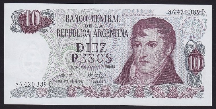 Arjantin 10 Pesos 1973-1974 Çil Pick 295a