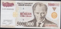 7.Emisyon 5 000 000 LİRA L65496941 Çilaltı ( cüzdan katı yoktur )