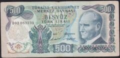 6.Emisyon 1.Tertip 500 Lira B03 083231 Çok Temiz