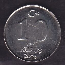 2008 Yılı 10 Yeni Kuruş Çil
