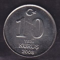 2008 Yılı 10 Yeni Kuruş Çil