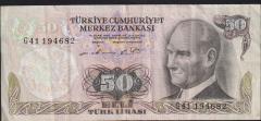 6.Emisyon 1.Tertip 50 Lira G41 194682 Çok Temiz+