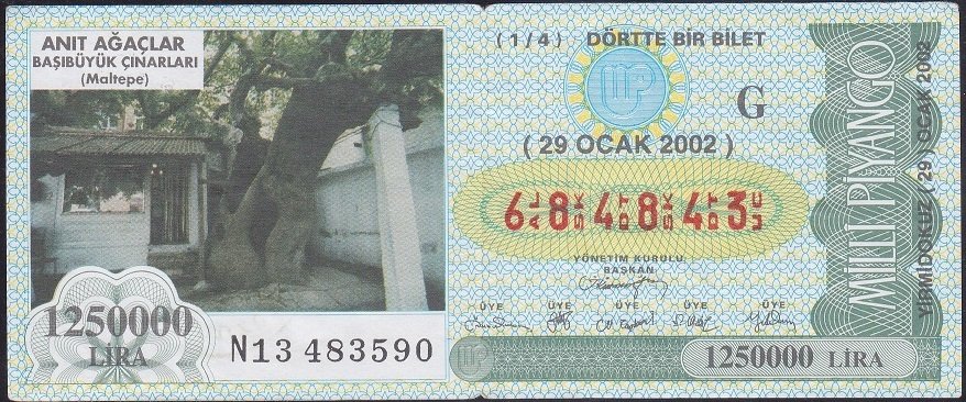 2002 29 Ocak Çeyrek Bilet - G Serisi