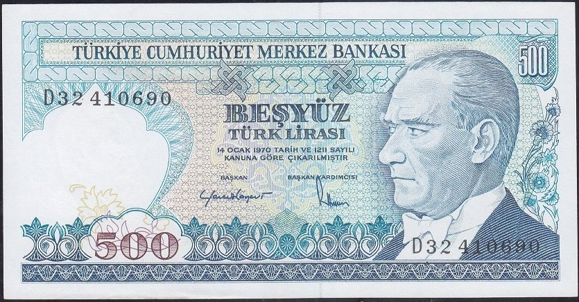 7.Emisyon 2.Tertip 500 Lira D32 410690 Çil
