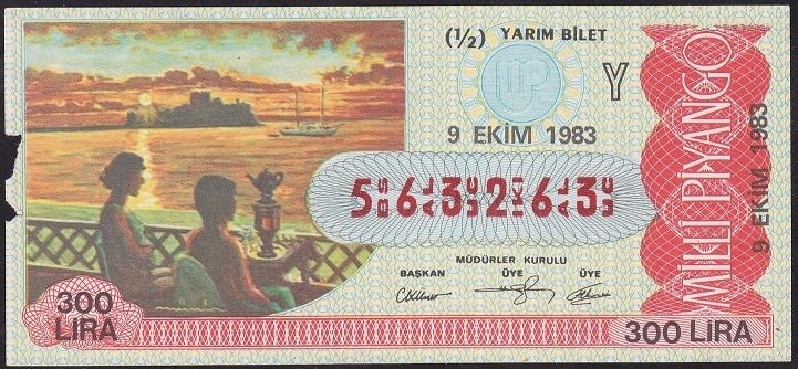 1983 9 Ekim Yarım Bilet - Y Serisi Haliyle