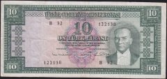 5.Emisyon 6.Tertip 10 Lira B32 122138 Çok Temiz