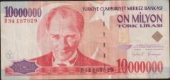 7.Emisyon 10 000 000 Lira B34 187829 Çok Temiz
