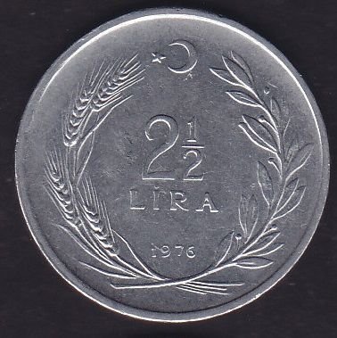 1976 Yılı 2.5 Lira Ters