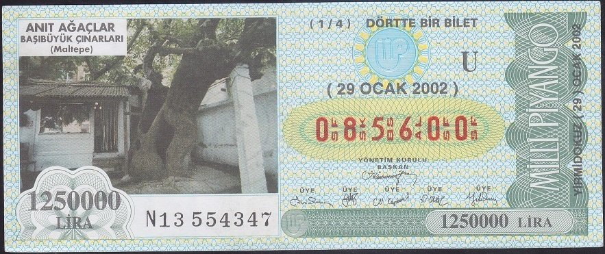2002 29 OCAK ÇEYREK BİLET - U SERİSİ
